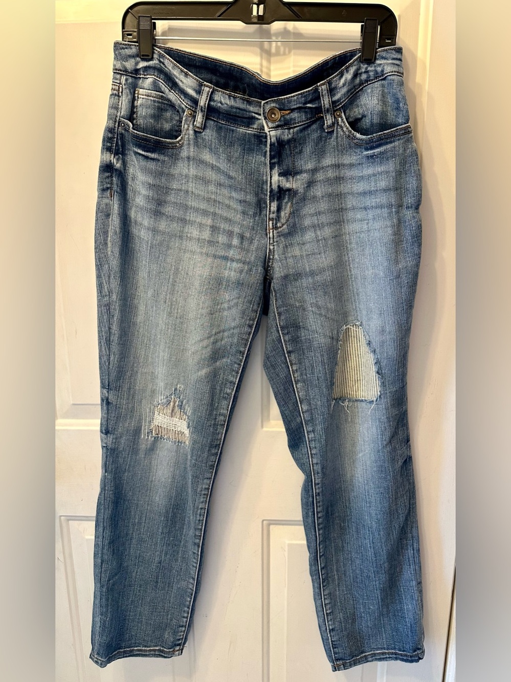 Time and Tru Women’s Boyfriend Fit Patched Jeans